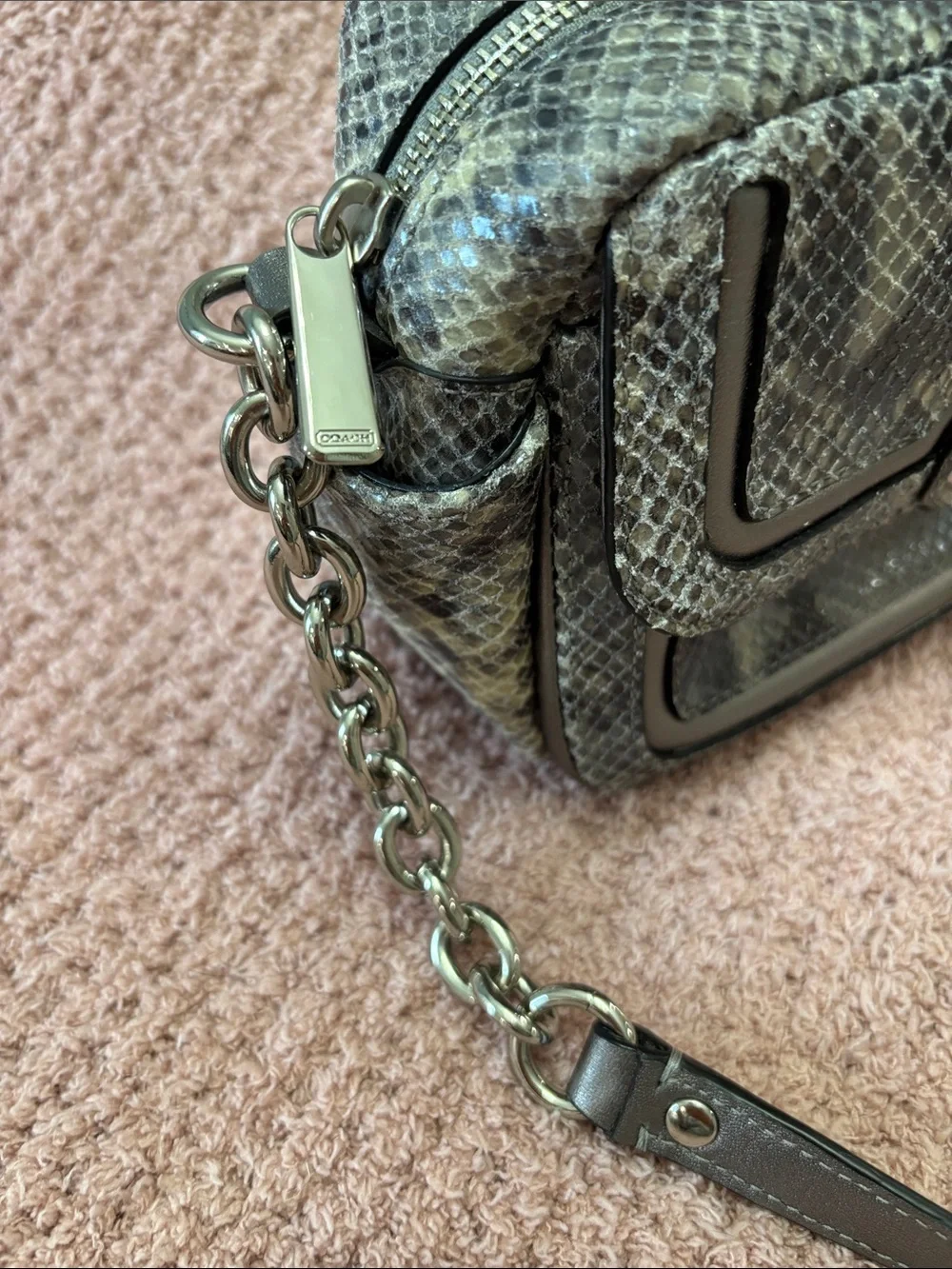 Coach Women’s Snake-Embossed Crossbody Bag in Gray